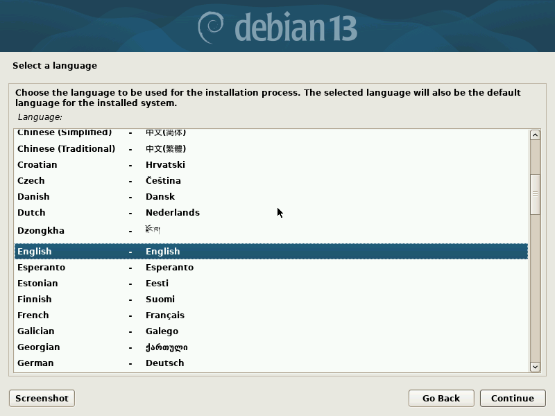 Selecció d'idioma