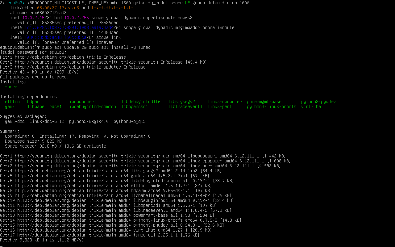 Instal·lació de tuned amb apt